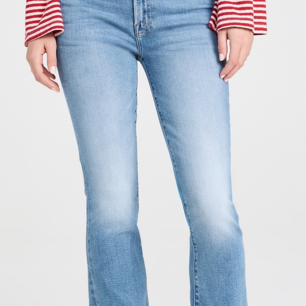 MOTHER The insider high rise crop step fray bootcut jeans